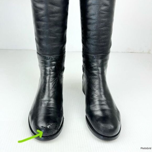 Stuart Weitzman 5050 Over-The-Knee block heel Black Nappa Leather Boots 6.5 - Picture 6 of 13